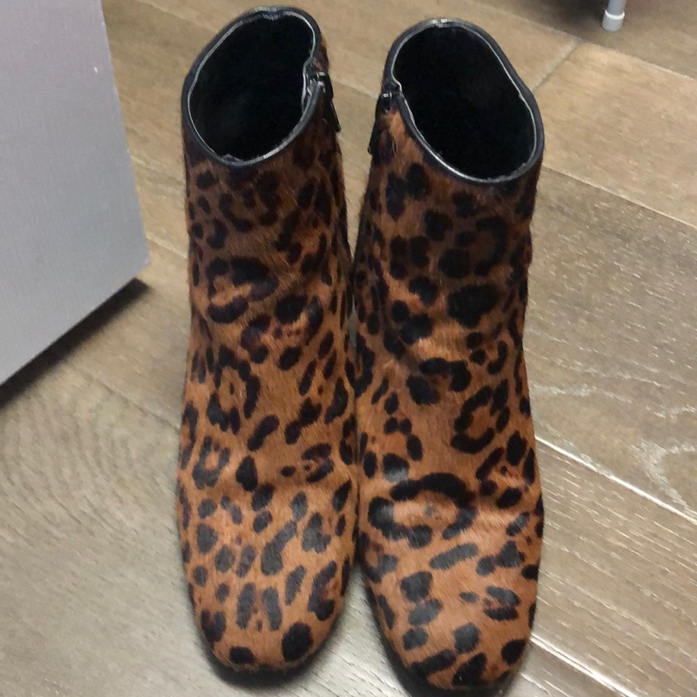 Leopard calf hair bootie